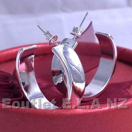 28mm DIAMETER SILVER HOOP EARRINGS